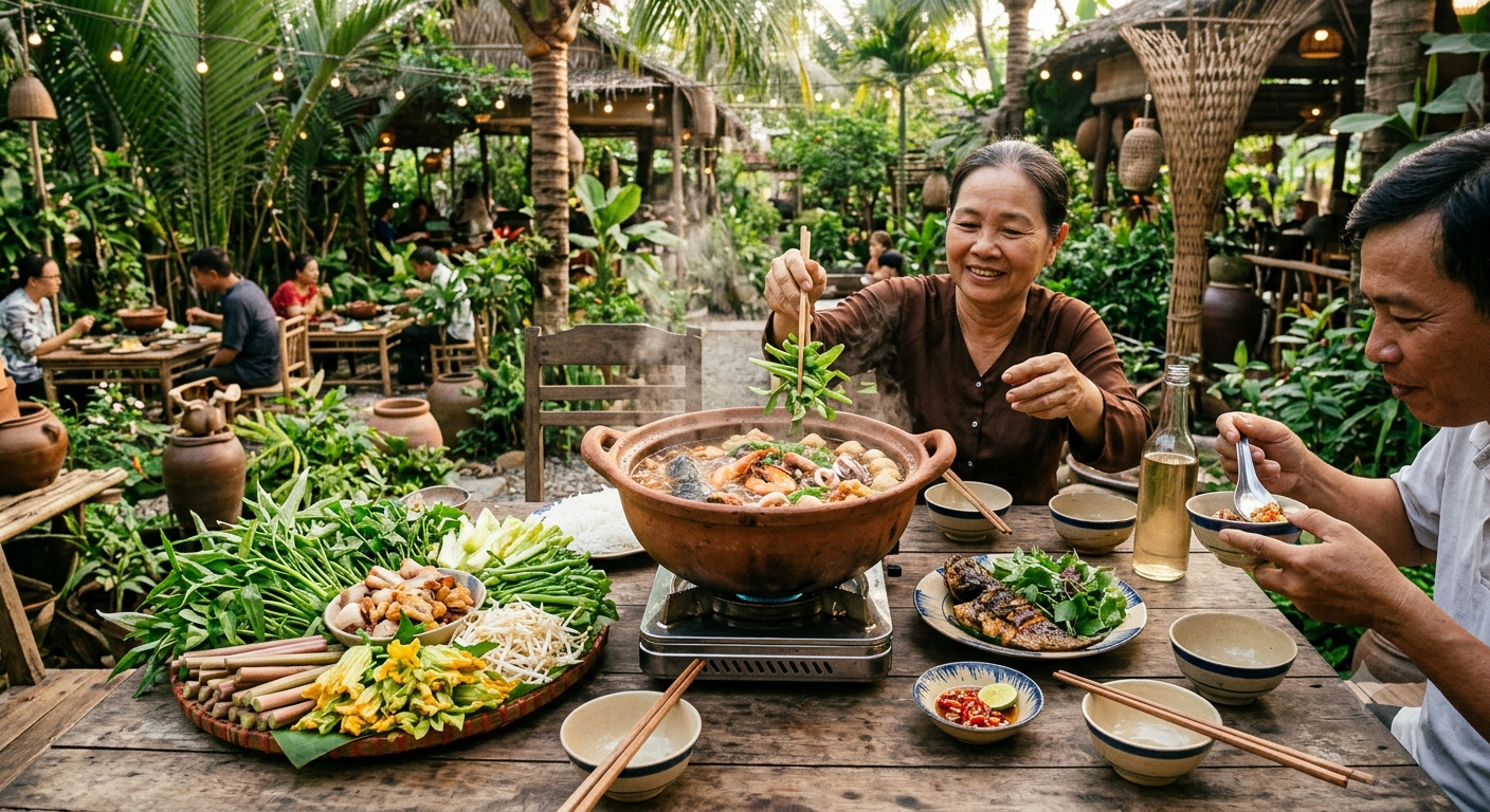 Hương vị đặc trưng và nghệ thuật chế biến lẩu mắm miền Tây